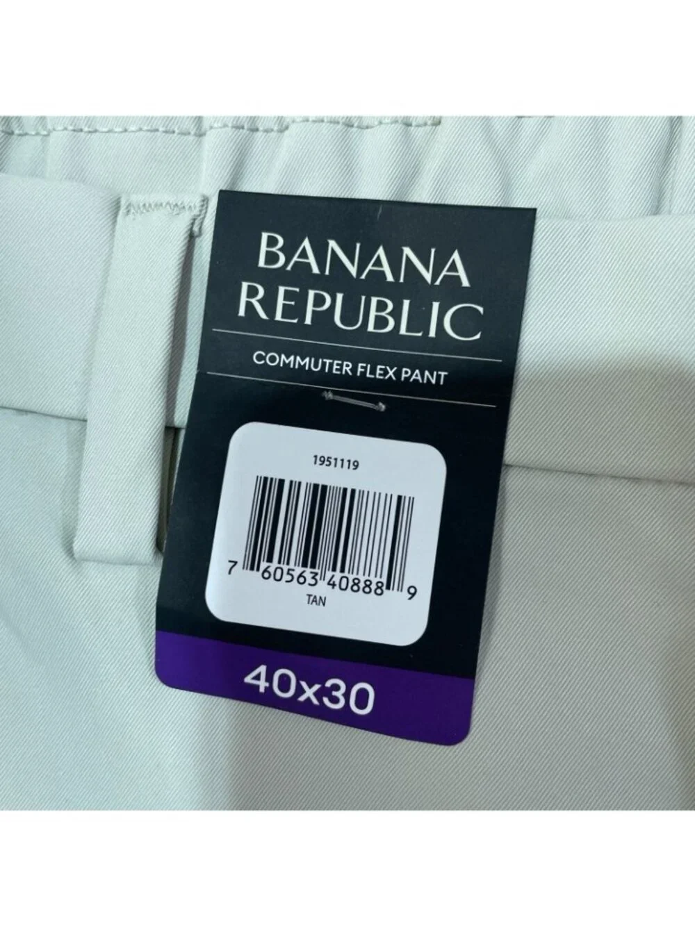 NWT Banana Republic Commuter Flex Pants Men's 40x30 Tan Polyester  Flat Front